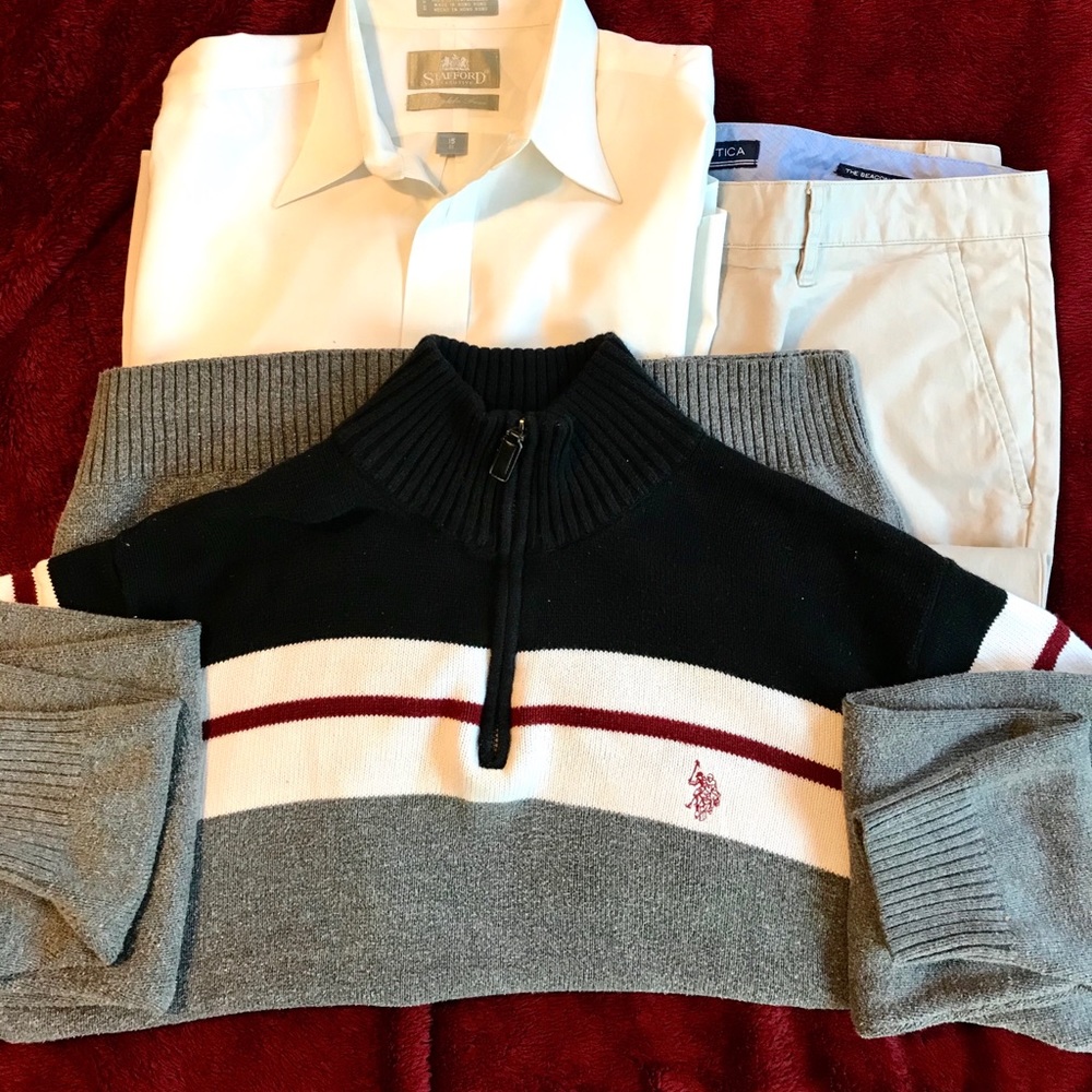 US Polo Assn. Gray & Black Quarter Zip - Size: L